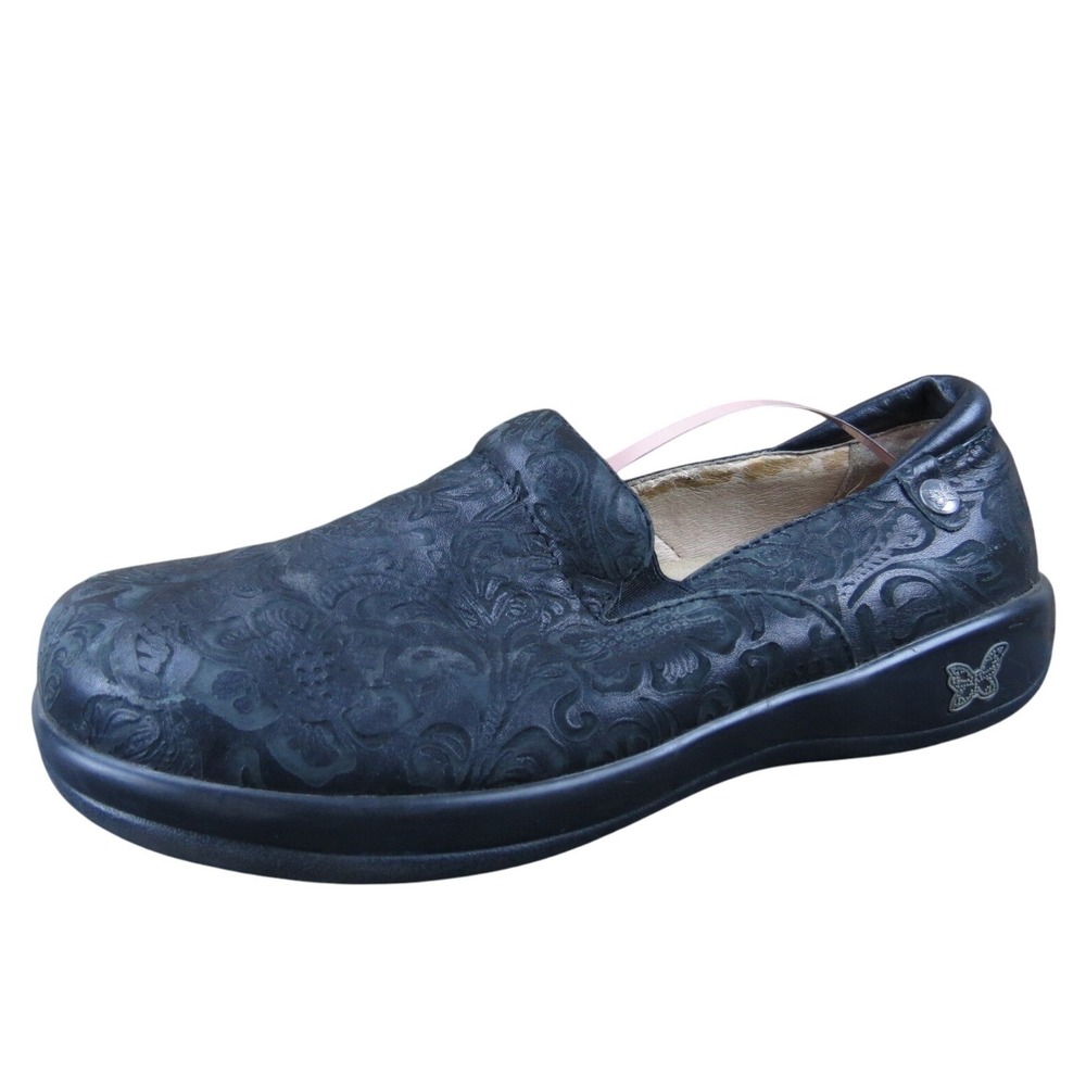 Alegria Keli Professional Women 41 Black‎ Embossed Paisley Slip-On Comfort Clogs